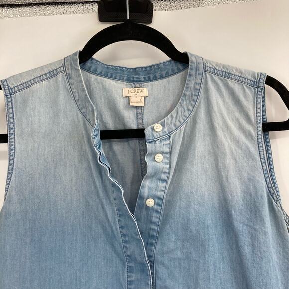 J. Crew Chambray Ombré Sleeveless 1/2 Button Pop Over Coastal Casual 6 - Picture 3 of 9